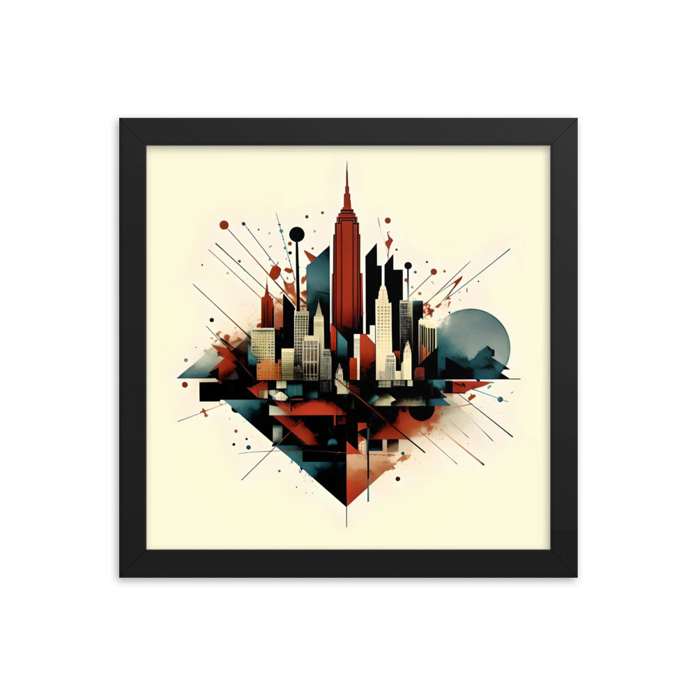 New York City - Abstract Skyline Burst Framed poster