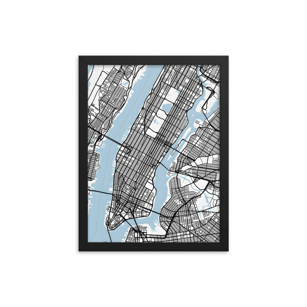 New York City - Street Grid Framed poster