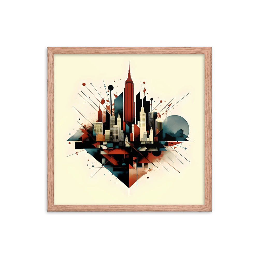 New York City - Abstract Skyline Burst Framed poster